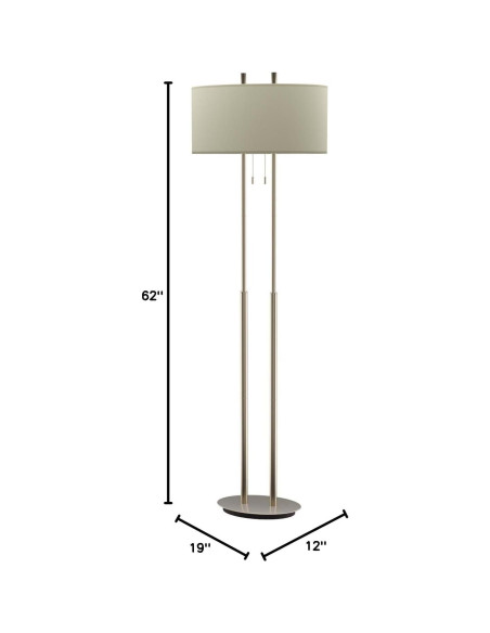 Lámpara de Pie Duet Adesso 62" Acero Satinado Regulable