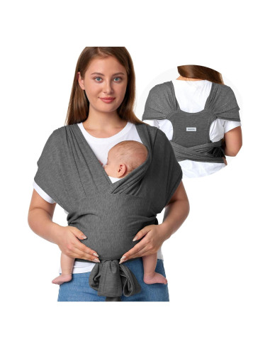 Fular Portabebés Ergonomico Momcozy Gris Profundo 3.6-15.9kg