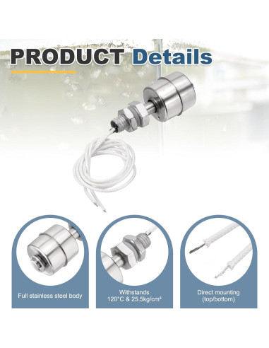 Interruptor de Flotador Acero Inoxidable MECCANIXITY 45mm 110V