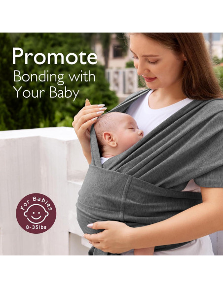 Fular Portabebés Ergonomico Momcozy Gris Profundo 3.6-15.9kg