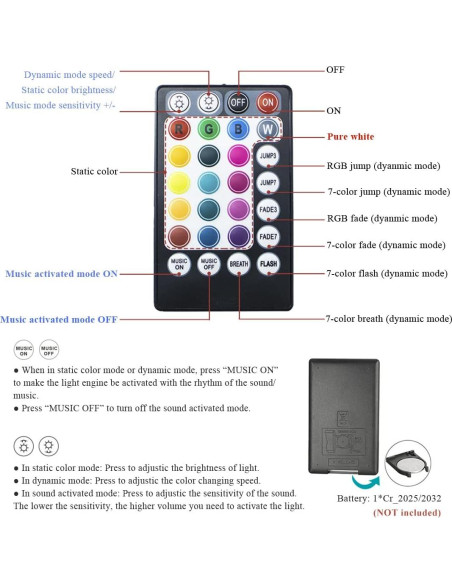 Kit de Luces de Cortina de Fibra Óptica AKEPO 6W RGBW 2m