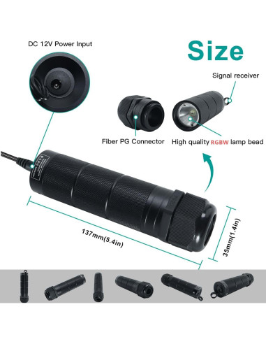 Kit de Luces de Cortina de Fibra Óptica AKEPO 6W RGBW 2m