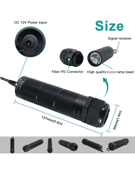 Kit de Luces de Cortina de Fibra Óptica AKEPO 6W RGBW 2m