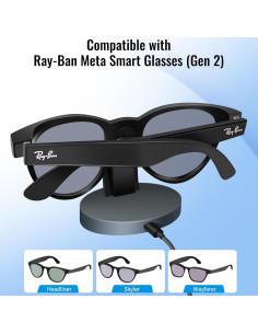Base de Carga Rápida ZITRONE para Gafas Ray-Ban Meta - LED 2
