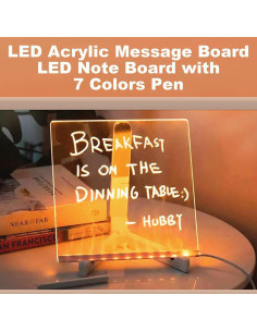 Tablero de Notas LED RWSEFK 20x20cm Acrílico Borrado en Seco 2