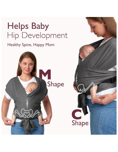Fular Portabebés Ergonomico Momcozy Gris Profundo 3.6-15.9kg