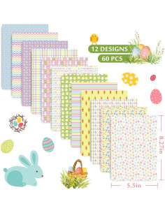 Conjunto de Papel de Patrón de Pascua Whaline 60 Hojas A5 2