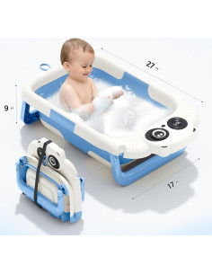 Bañera Plegable para Bebés WXXM con Cojín y Termómetro 2
