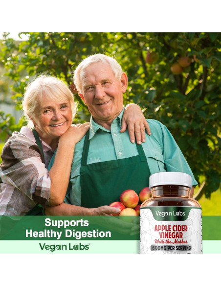 Cápsulas de Vinagre de Sidra de Manzana Vegan Labs 180 Unidades 1600mg