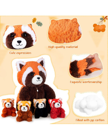 Set de Juguetes de Peluche Panda Rojo Syhood 5 Pcs 33 cm