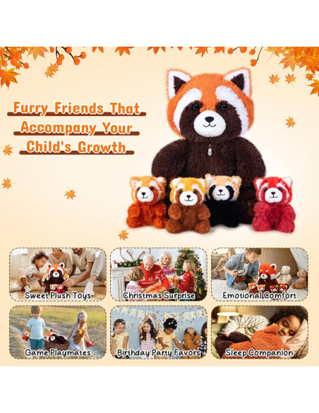 Set de Juguetes de Peluche Panda Rojo Syhood 5 Pcs 33 cm