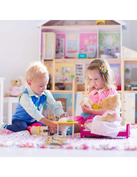 12 Mini Osos de Peluche Skylety con Ropa de Arpillera 10 cm