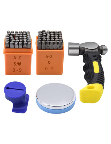 Kit de Estampado de Metal DkOvn 74 Piezas 3mm con Martillo