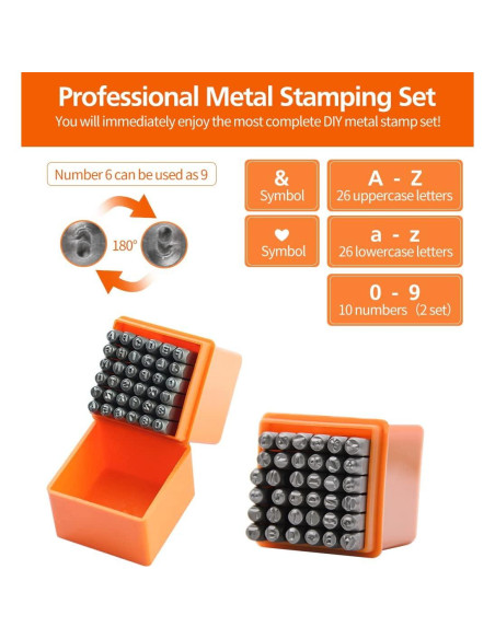 Kit de Estampado de Metal DkOvn 74 Piezas 3mm con Martillo