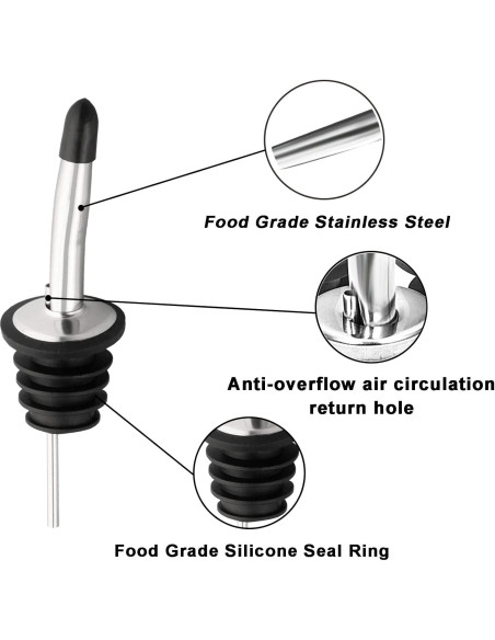 Vertedores de Licor WAFJAMF Acero Inoxidable 2 Pcs con Cepillo