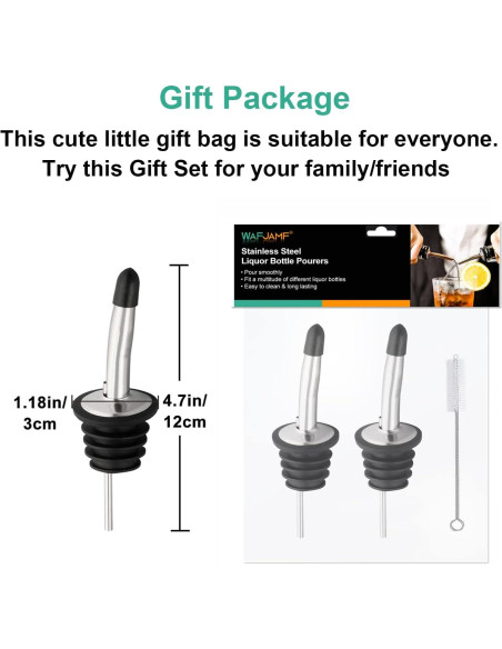 Vertedores de Licor WAFJAMF Acero Inoxidable 2 Pcs con Cepillo