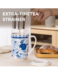 Taza de Té GBHOME con Infusor y Tapa 532 ml Cerámica 2