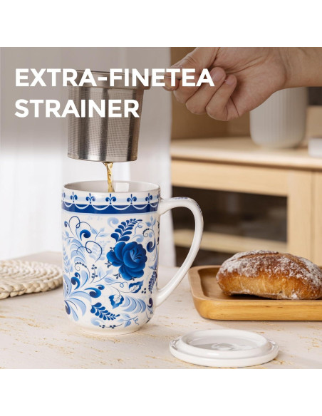 Taza de Té GBHOME con Infusor y Tapa 532 ml Cerámica