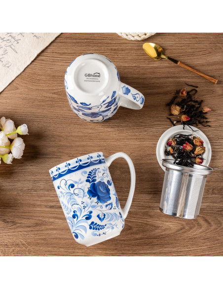 Taza de Té GBHOME con Infusor y Tapa 532 ml Cerámica