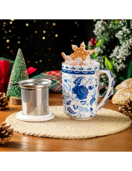 Taza de Té GBHOME con Infusor y Tapa 532 ml Cerámica