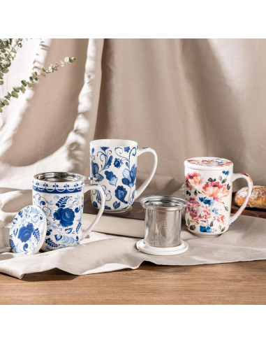 Taza de Té GBHOME con Infusor y Tapa 532 ml Cerámica