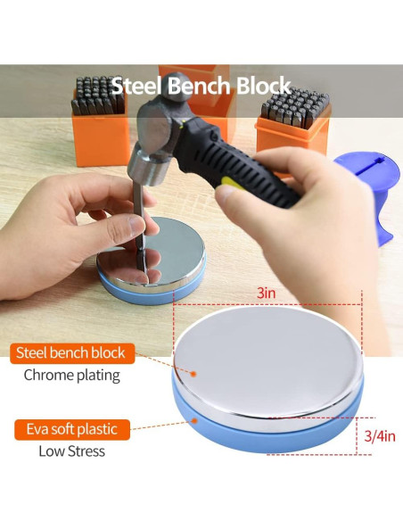 Kit de Estampado de Metal DkOvn 74 Piezas 3mm con Martillo