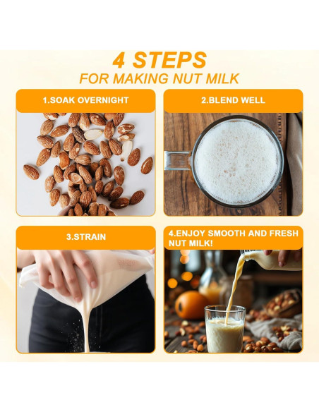 Bolsa de Leche de Nueces Giantree 3 Pcs 30x25cm Nylon Reutilizable