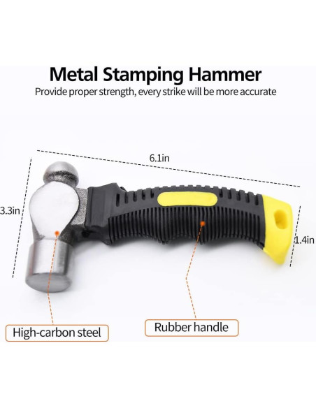 Kit de Estampado de Metal DkOvn 74 Piezas 3mm con Martillo