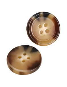 20 Botones Redondos de Resina Vingol 25mm 4 Agujeros Marrón