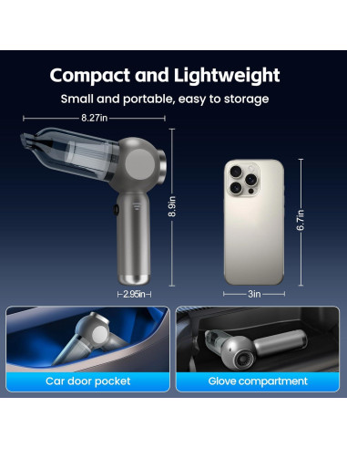 Aspiradora de Coche Portátil HOMIGIFTY ST-6697APlus 17500Pa