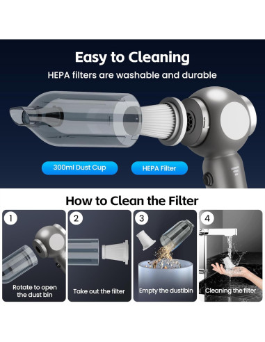 Aspiradora de Coche Portátil HOMIGIFTY ST-6697APlus 17500Pa