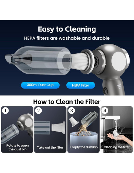 Aspiradora de Coche Portátil HOMIGIFTY ST-6697APlus 17500Pa