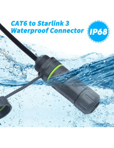 Acoplador RJ45 Impermeable IP68 Starlink Gen 3 CAT6 50cm 2