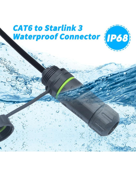 Acoplador RJ45 Impermeable IP68 Starlink Gen 3 CAT6 50cm
