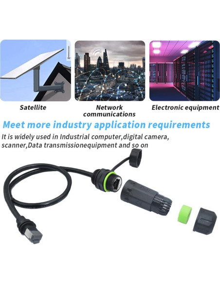 Acoplador RJ45 Impermeable IP68 Starlink Gen 3 CAT6 50cm