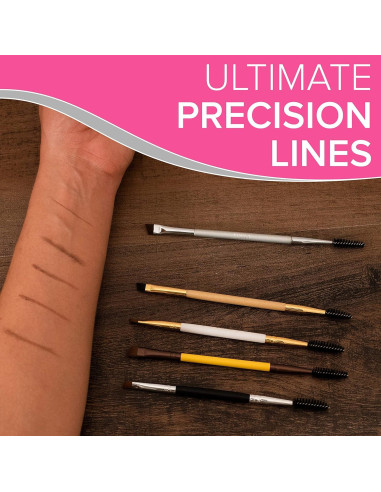 Brocha de Cejas Angulada NYK1 + Spoolie Doble Cara - Precisión