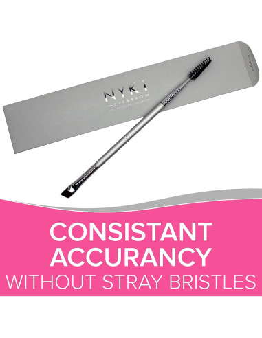Brocha de Cejas Angulada NYK1 + Spoolie Doble Cara - Precisión