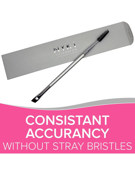 Brocha de Cejas Angulada NYK1 + Spoolie Doble Cara - Precisión