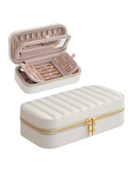 Estuche de Joyería de Viaje SONGMICS HOME Blanco Nube 20.5x6 cm