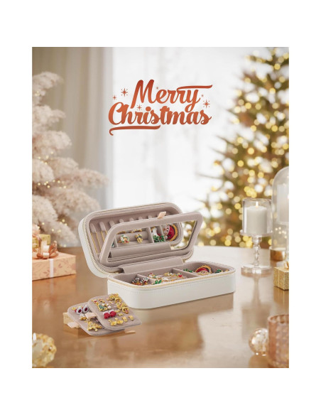 Estuche de Joyería de Viaje SONGMICS HOME Blanco Nube 20.5x6 cm