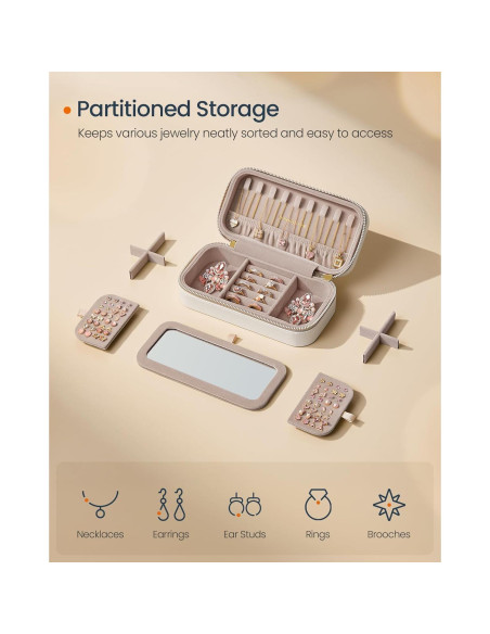 Estuche de Joyería de Viaje SONGMICS HOME Blanco Nube 20.5x6 cm