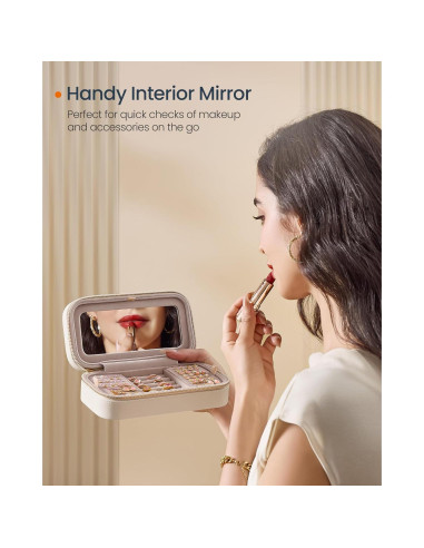 Estuche de Joyería de Viaje SONGMICS HOME Blanco Nube 20.5x6 cm