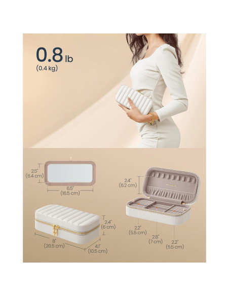 Estuche de Joyería de Viaje SONGMICS HOME Blanco Nube 20.5x6 cm