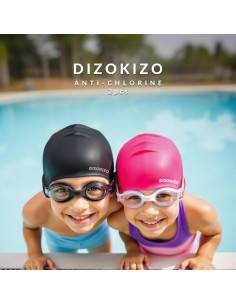 Gorro de Natación de Silicona Dizokizo para Niños 2 Pcs 2