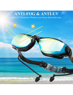 Gafas de natación BGYTWEYTD Antivaho UV Ajustables Unisex 2