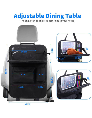 Organizador de Asiento de Coche TCJJ Negro 2 Piezas con Bandeja