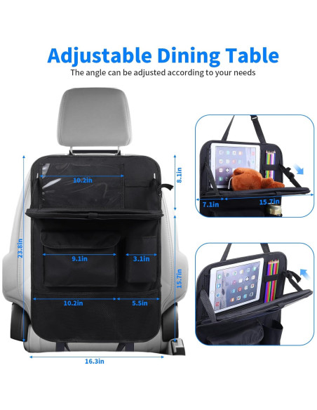Organizador de Asiento de Coche TCJJ Negro 2 Piezas con Bandeja