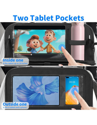 Organizador de Asiento de Coche TCJJ Negro 2 Piezas con Bandeja