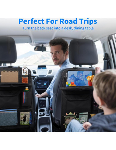 Organizador de Asiento de Coche TCJJ Negro 2 Piezas con Bandeja