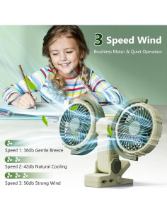 Ventilador Portátil Nediea F7311 Doble Cabeza 4000mAh Verde 2